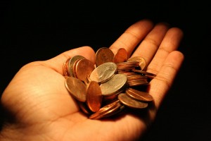 Pennies in a hand