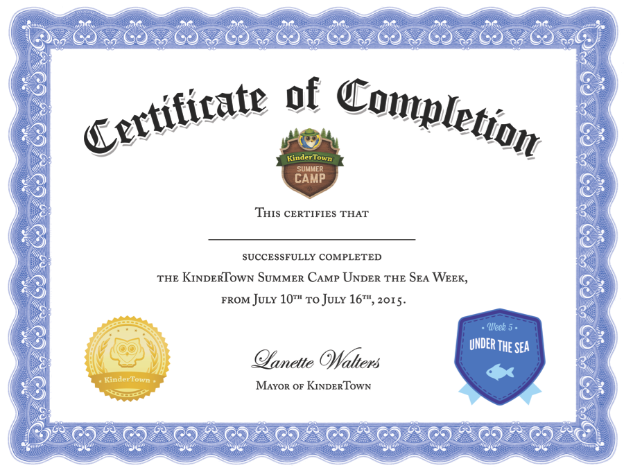 Under The Sea Certificate KinderTown